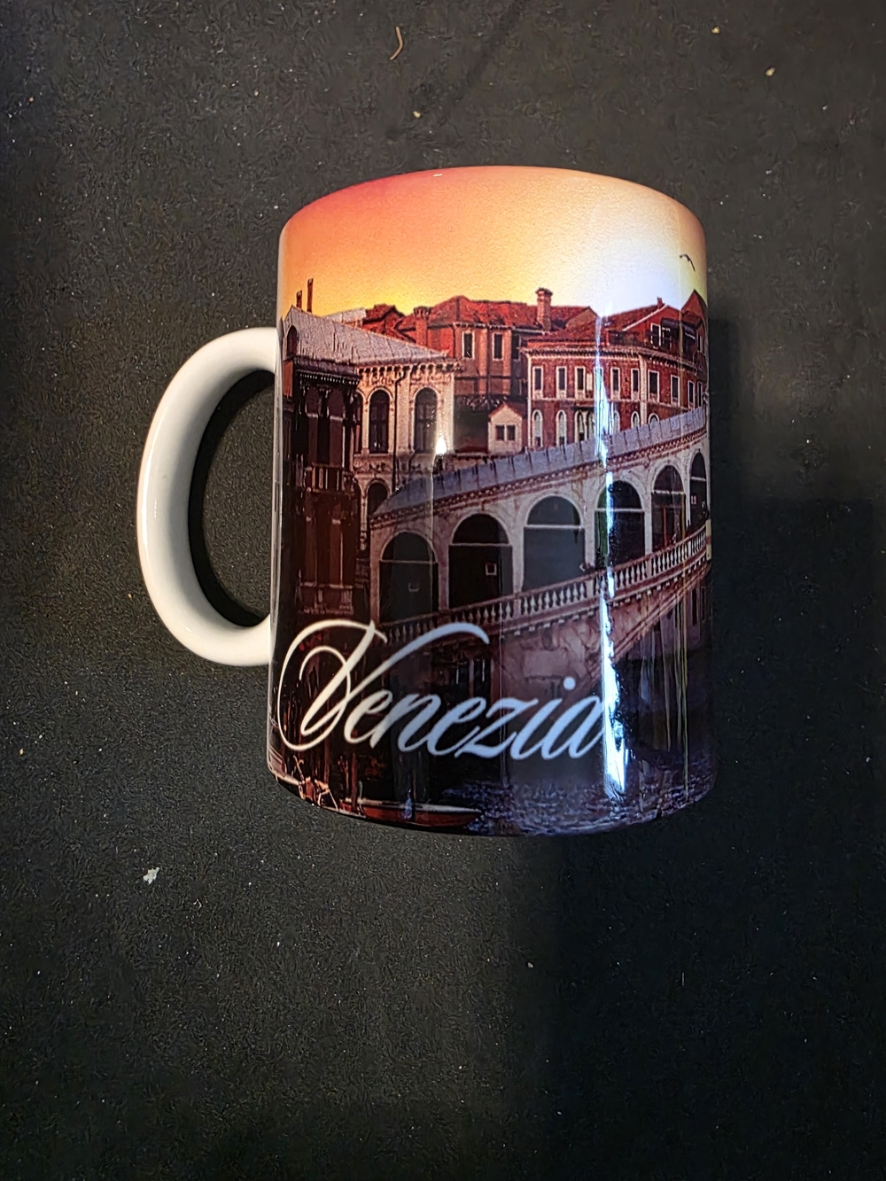 Venezia Scenic Ceramic Coffee Mug - Sunset Red